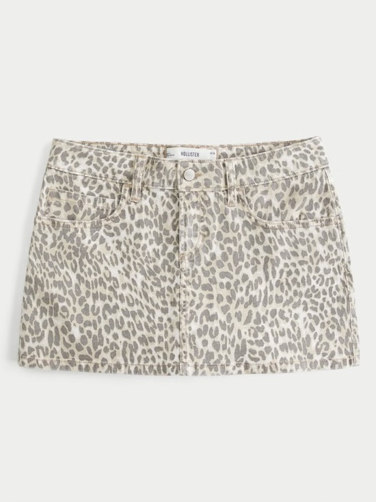 Hollister Dresses & Skirts - Hollister Neutral Leopard Print Denim Mini Skirt
